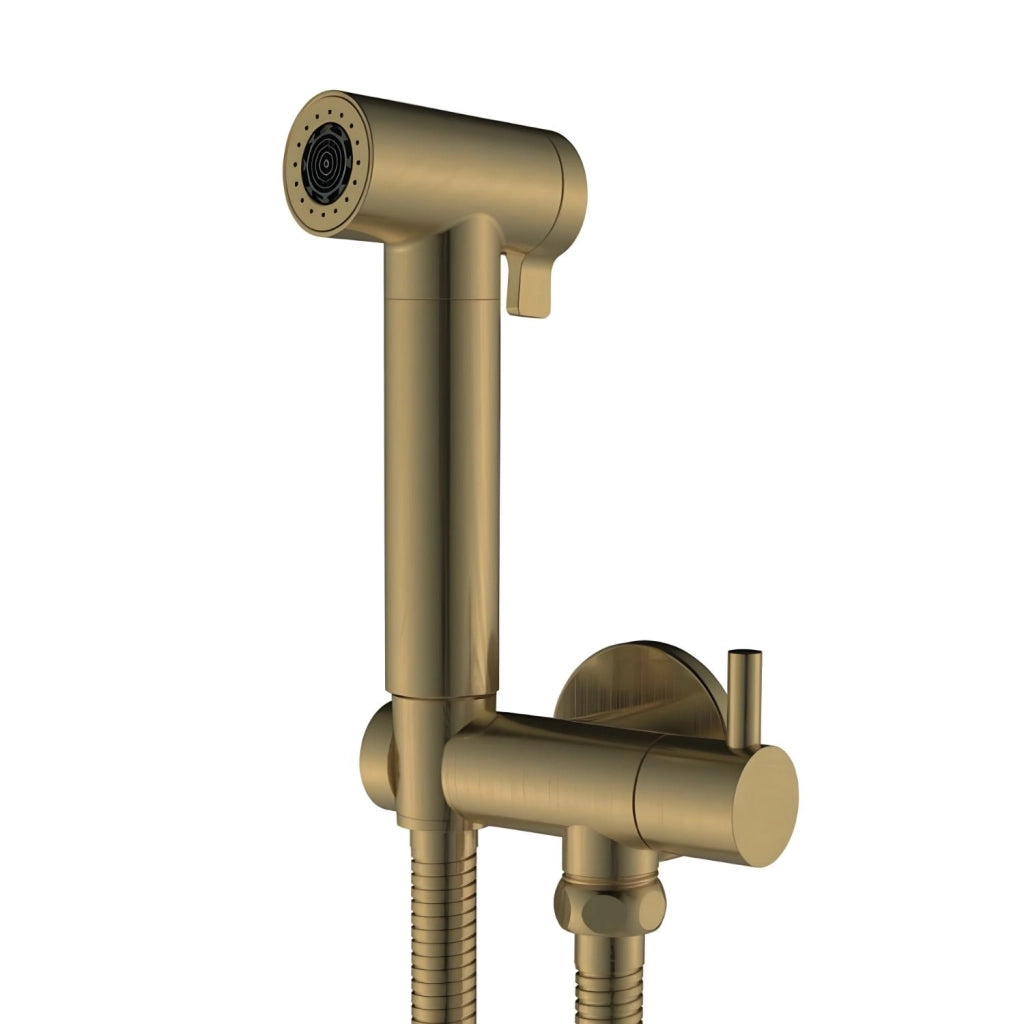 Idroscopino wc doccetta ottone portatile shutoff monogetto con leva ogomondo kit *** finitura- oro matt satinato tond...