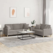Set Divani 2 pz con Cuscini Tortora in Tessuto 3202141