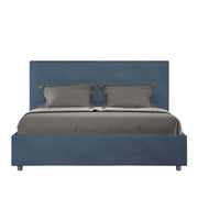 Letto matrimoniale senza rete imbottito 160x190 microfibra blu Mika