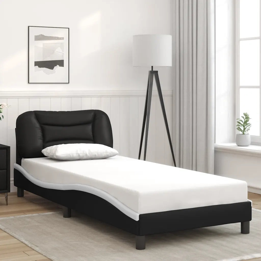 Giroletto senza Materasso Hvar Nero e Bianco 80x200 cm in Similpelle