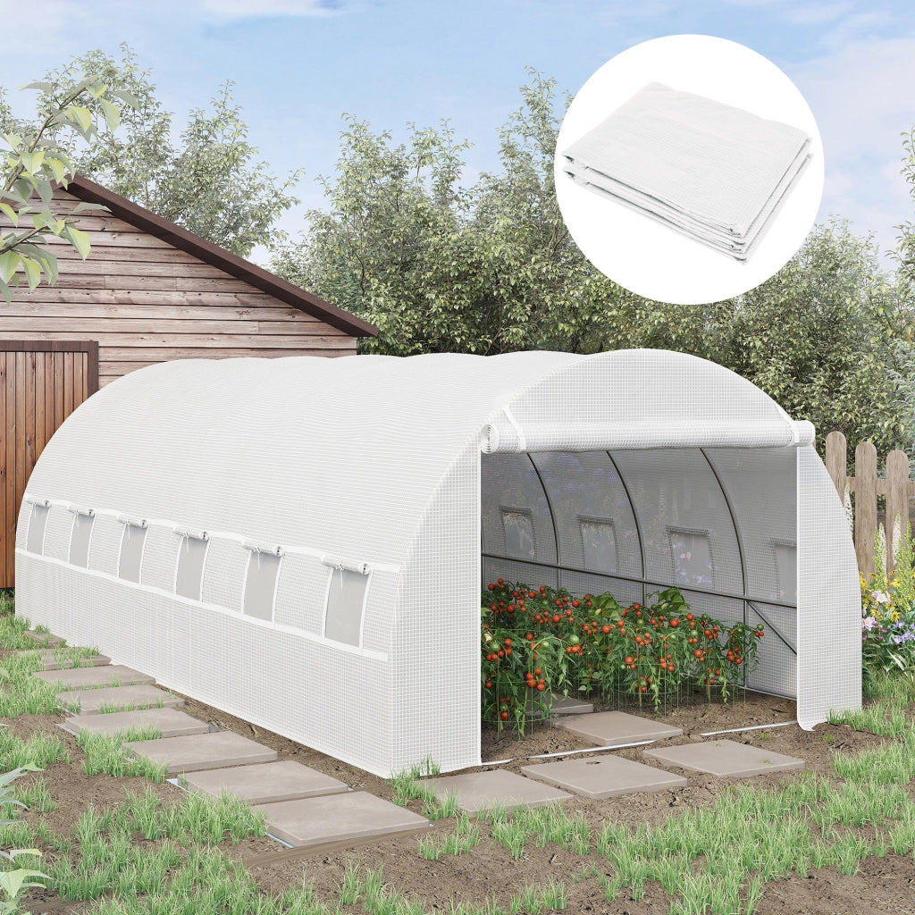 TELA PER SERRA 600x300x200 cm Bianco in Polietilene con porta e 12 finestre