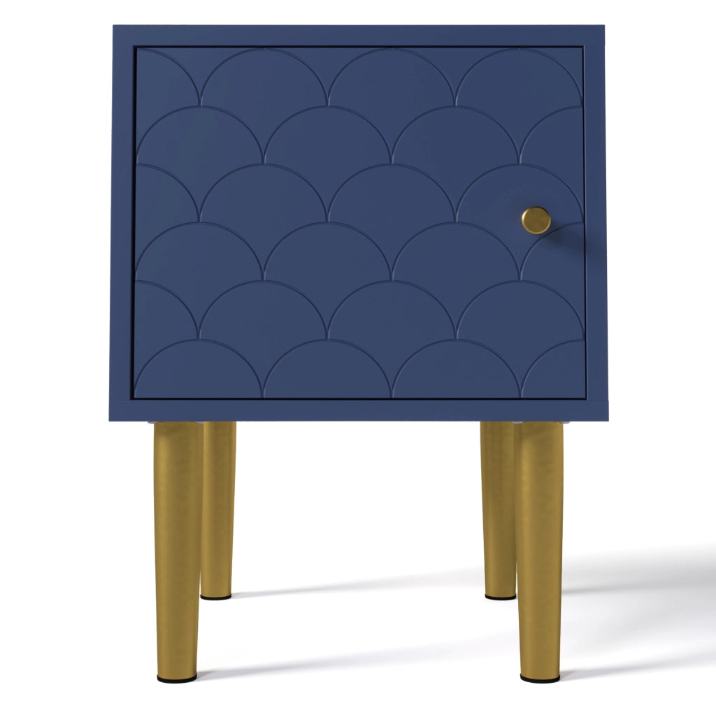 Comodino in truciolare e metallo; blu navy; 35x35x51 cm