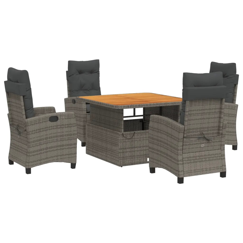 Set da Pranzo da Giardino 5 pz con Cuscini in Polyrattan Grigio 3277401