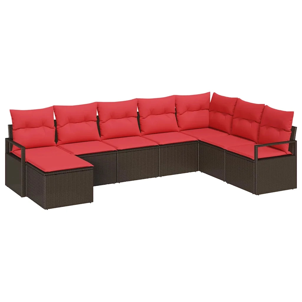 Set di divani con cuscino 8 pcs Marrone polyrattan 3346504