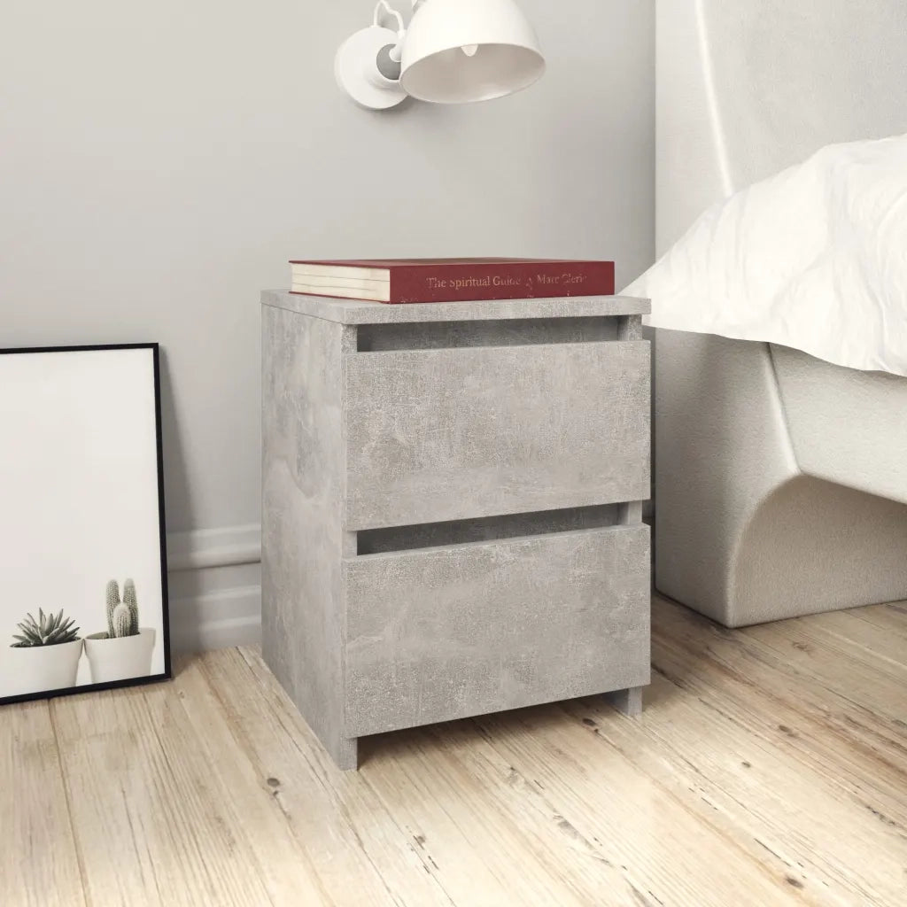 Comodino Grigio Cemento 30x30x40 cm in Legno Multistrato 800521