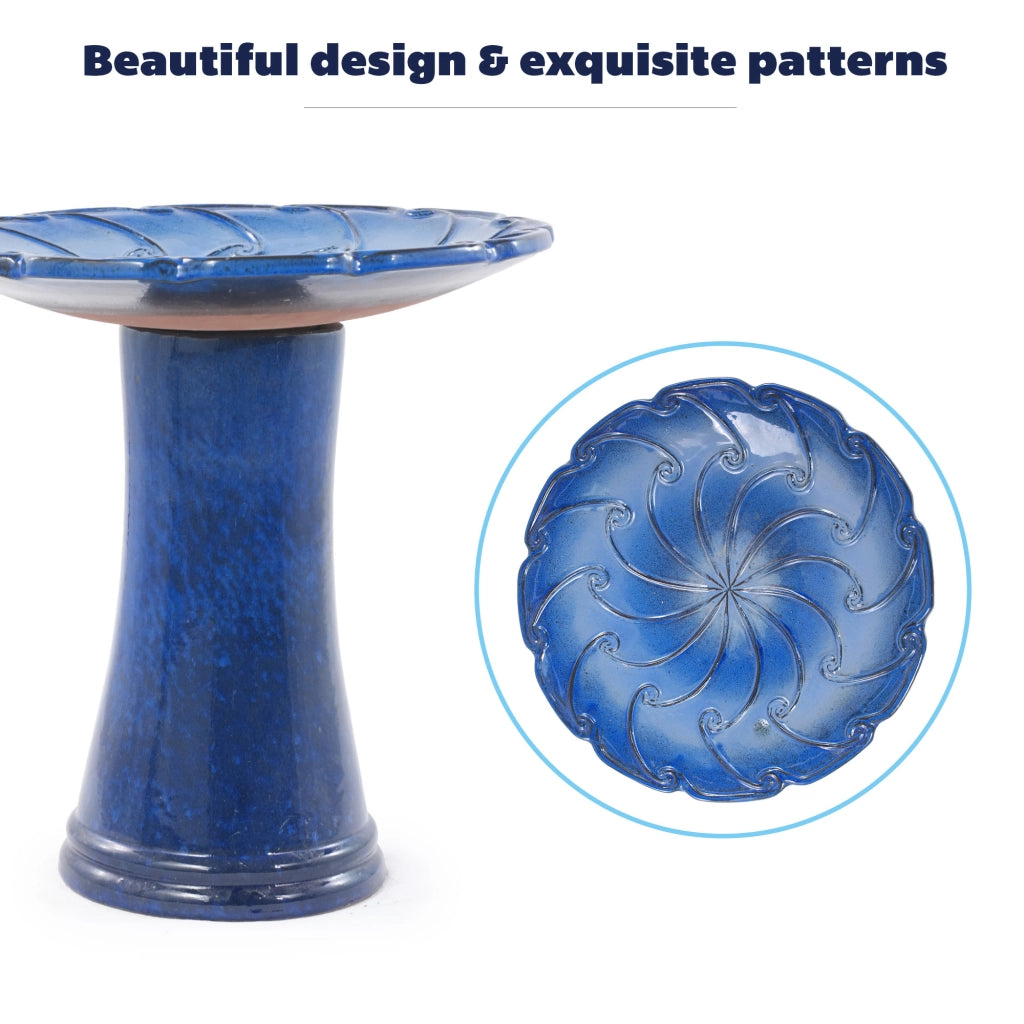 BAGNO PER UCCELLI Ø 43 cm H 45 cm Ceramica Blu