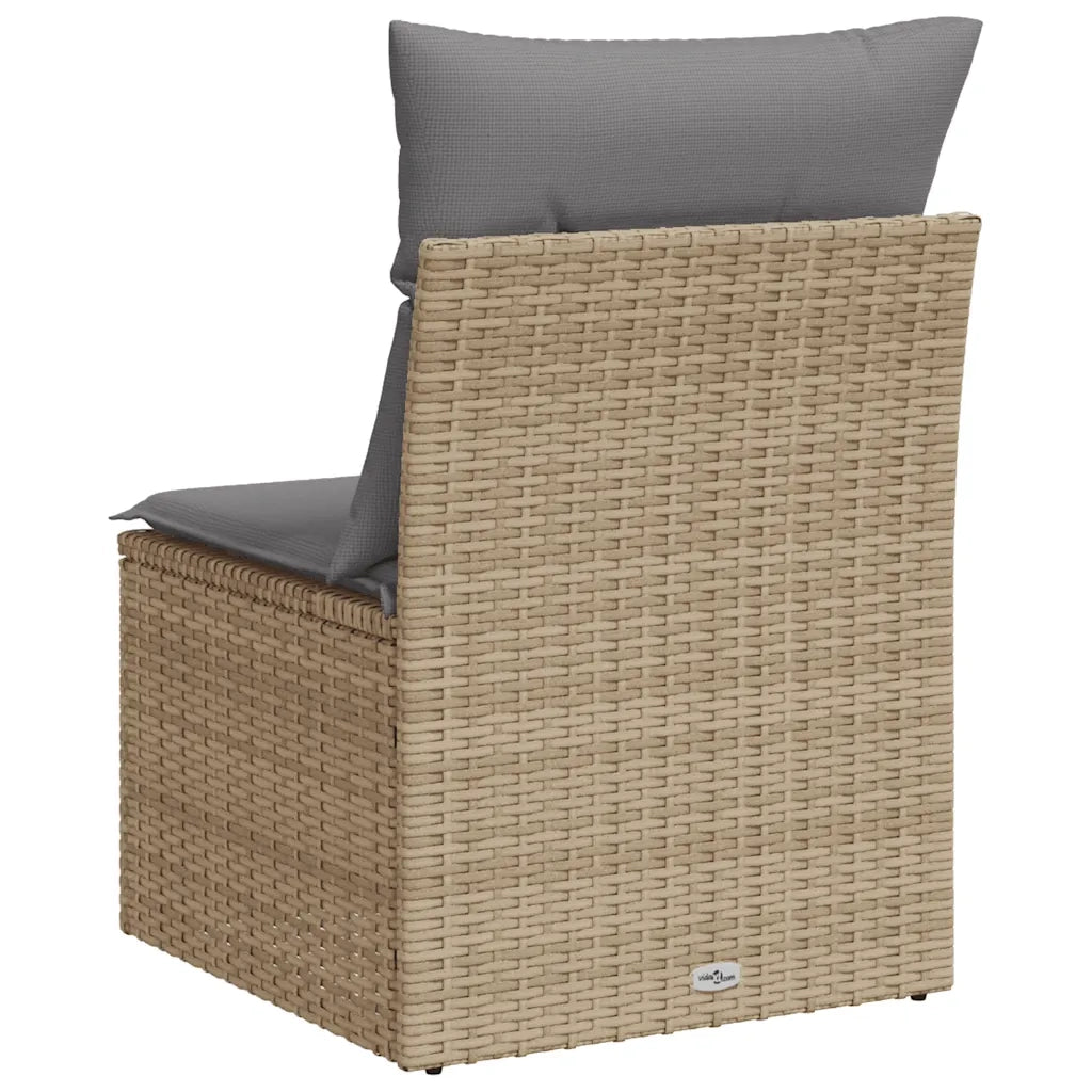 Sedia Giardino-Sedia da esterno Senza Braccioli con Cuscini Beige in Polyrattan