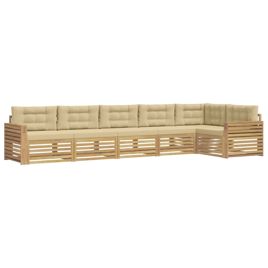 Set di divani da esterno 6 pz Bianco e Beige Poliestere 3390573