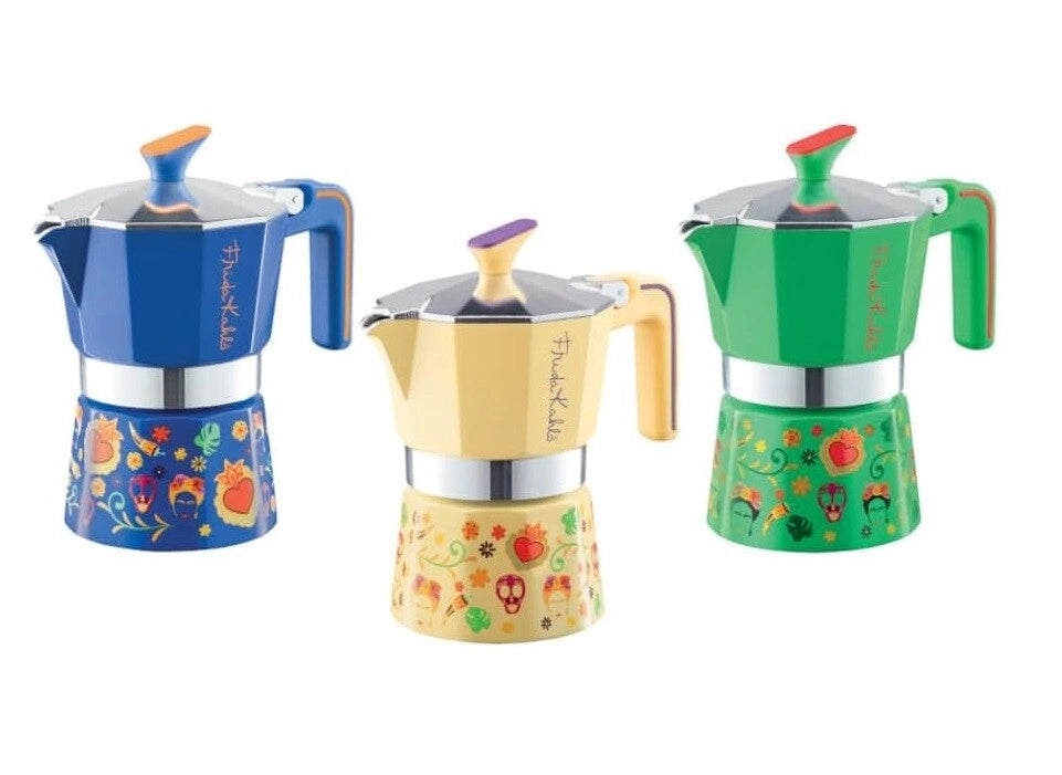 1 Pezzo Caffettiera Moka Frida Kahlo 2 Tazze Pedrini 3 Colori