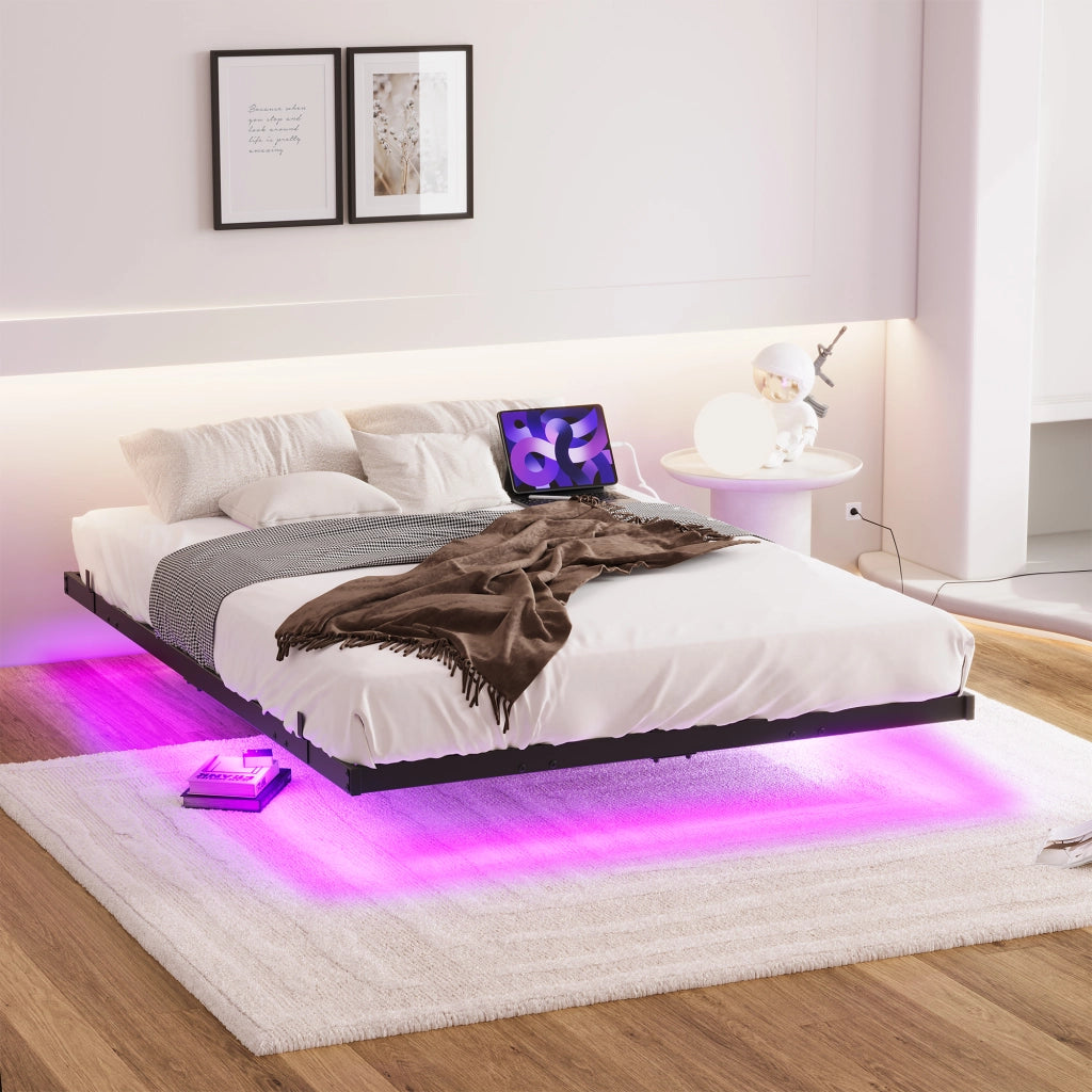 letto a sospensione metallo nero 140 x 200 cm