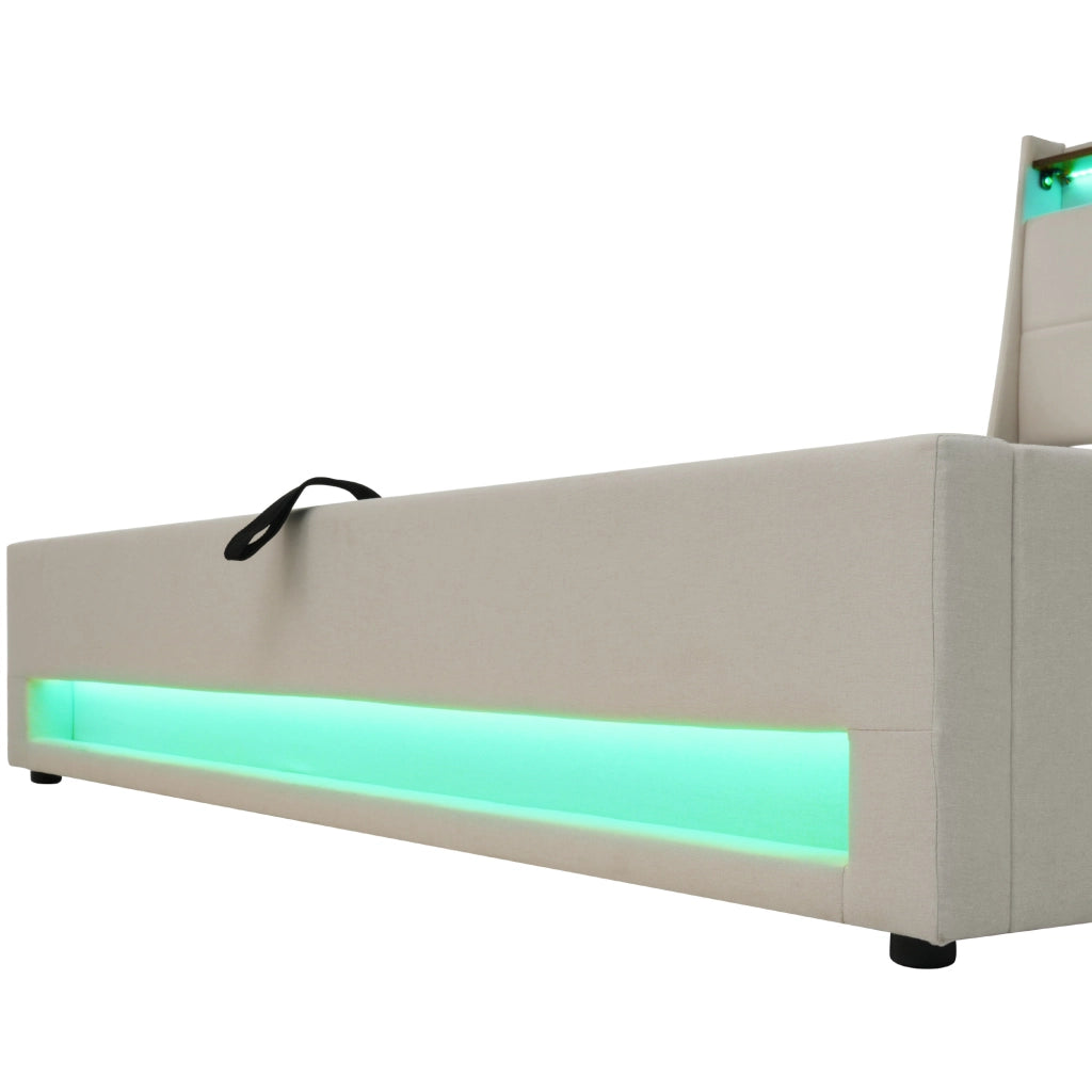 Letto matrimoniale imbottito 160x200 con materasso incluso e LED