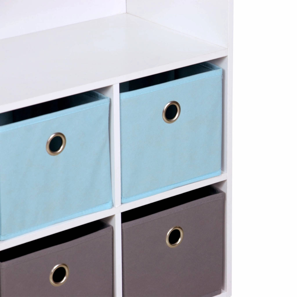 Armadio contenitore per cameretta dei bambini con 6 cestini, blu