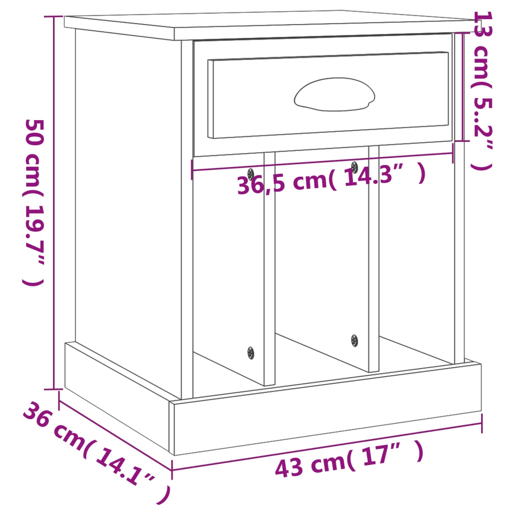 Comodino Bianco 43x36x50 cm 816344