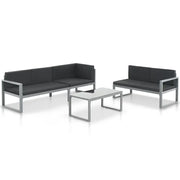 Set Divani da Giardino 3 pz con Cuscini in Alluminio Nero 44448
