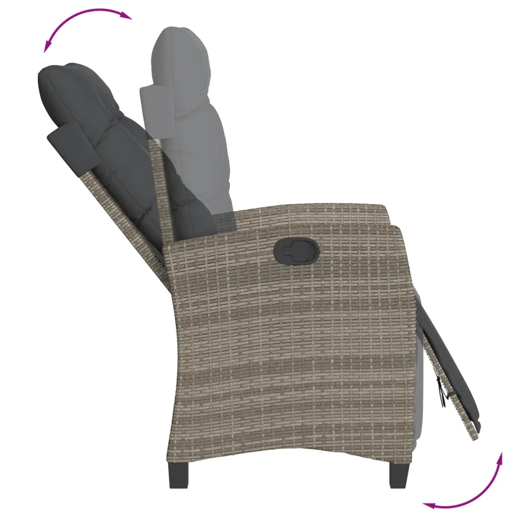 Set da Pranzo da Giardino 7 pz con Cuscini in Polyrattan Grigio 3212938