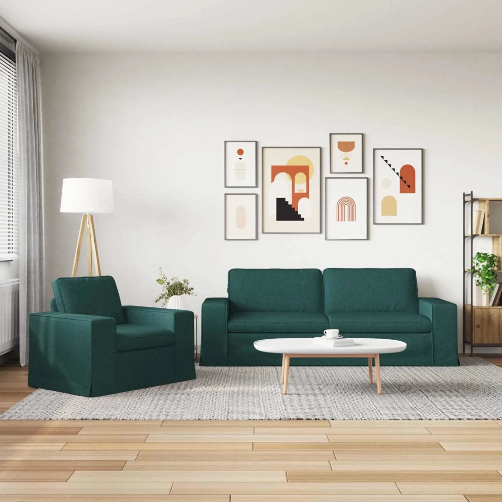Set di divani 2 pcs Verde Scuro 222 x 80 x 82 cm Tessuto 3407591