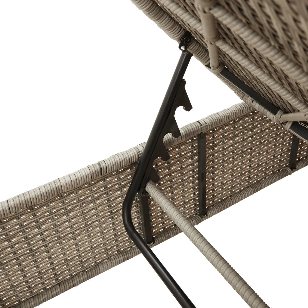 Lettino con Tavolo e Cuscino Grigio Chiaro in Polyrattan 4002733