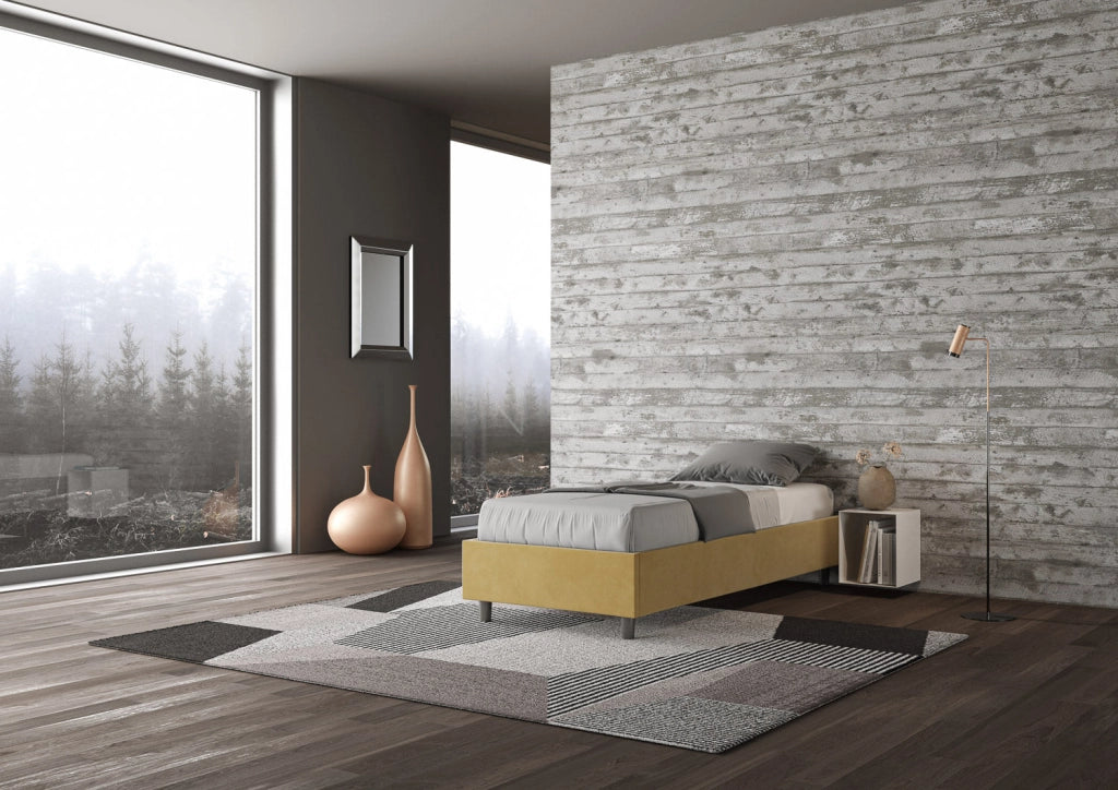 Letto Singolo Sommier 100x200 cm con Rete Azelia Ocra
