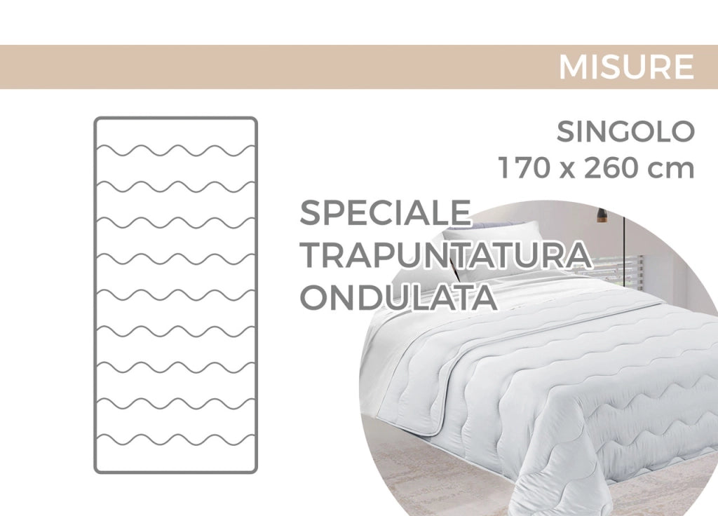 Trapunta Piumone Invernale Imbottita 300gr Microfibra Diadema Quadri - 1 Piazza - D20 Blu