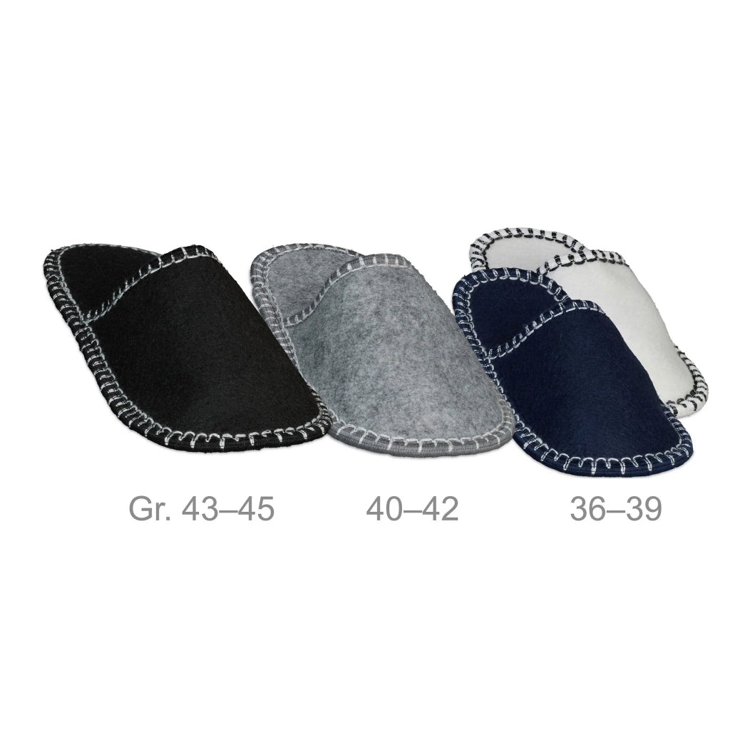 Set di 6 comode pantofole unisex in feltro con custodia 36-39 40-42 43-45 in feltro grigio 13_0017147