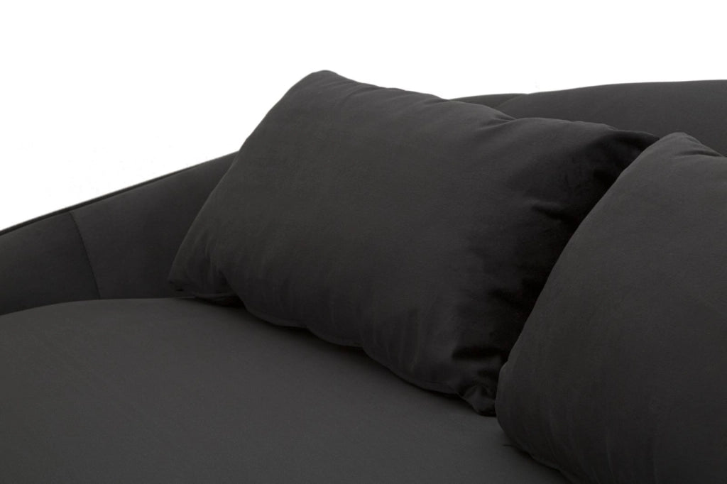 Divano 3 Posti Oslo con Cuscini Nero 185x84x68 cm in Eucalipto e Spugna e Poliestere e Metallo