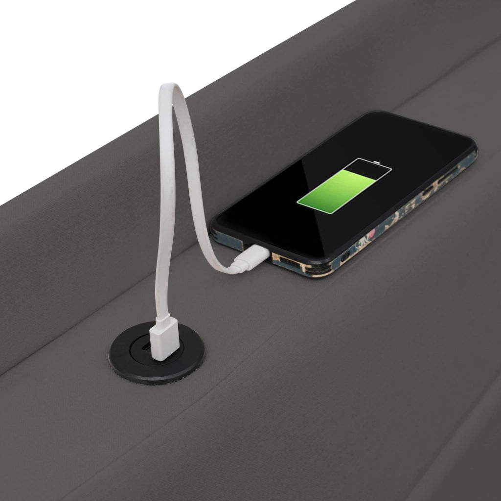 Letto matrimoniale contenitore 180x200 grigio con porte USB e USB-C