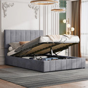 Letto matrimoniale imbottito 140x200 cm con contenitore grigio