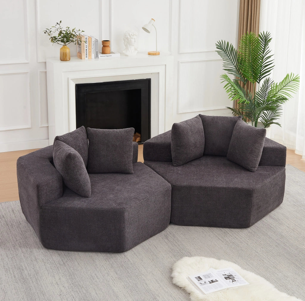 POLTRONA MODULARE ESAGONALE IN CHENILLE GRIGIO