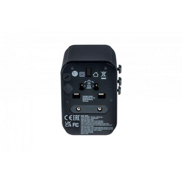VERBATIM ADATTATORE UNIVERSALE DA VIAGGIO TRAVEL ADAPTER UTA-03 PD30W QC 2XUSB 2XTYPE-C