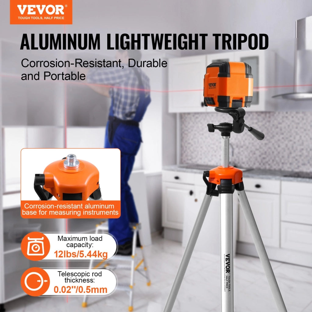 Treppiede per Livella Laser 504BS in Alluminio Regolabile 695-1750 mm con Attacco 1/4", Robusto e Leggero per Fai da Te