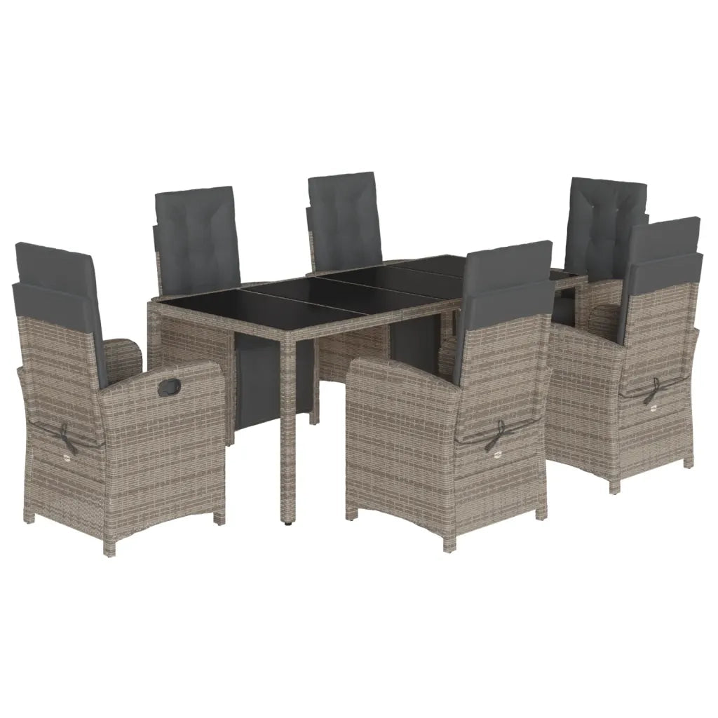 Set da Pranzo da Giardino 7 pz con Cuscini in Polyrattan Grigio 3212466