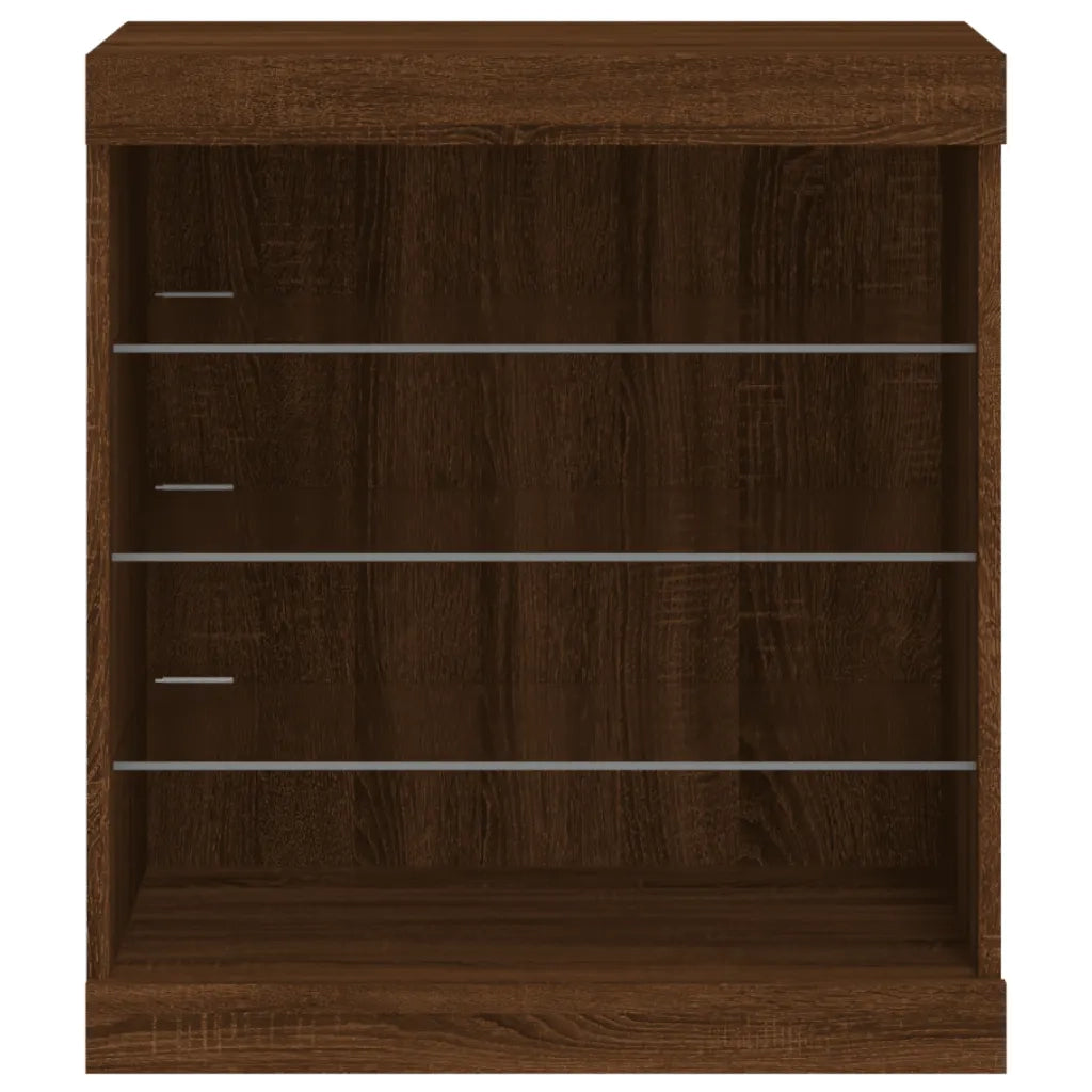 Credenza con Luci LED Rovere Marrone 60,5x37x67 cm 836699