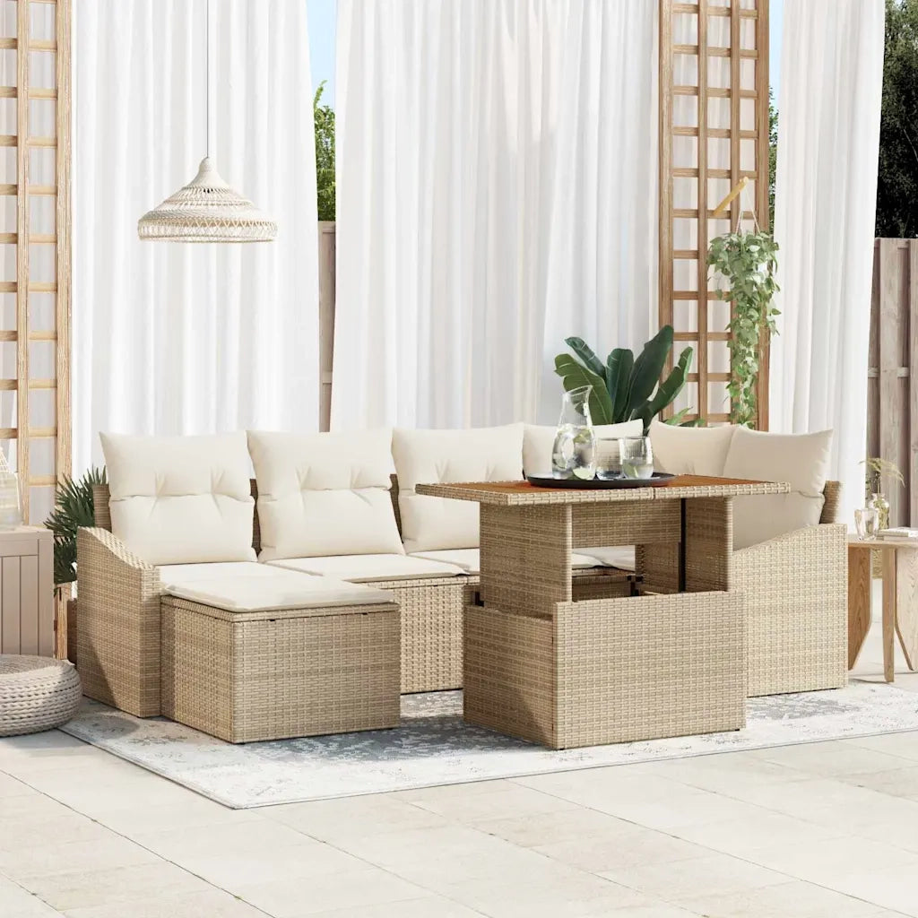 Set Divano da Giardino 7 pcs Beige Poly Rattan 3358598