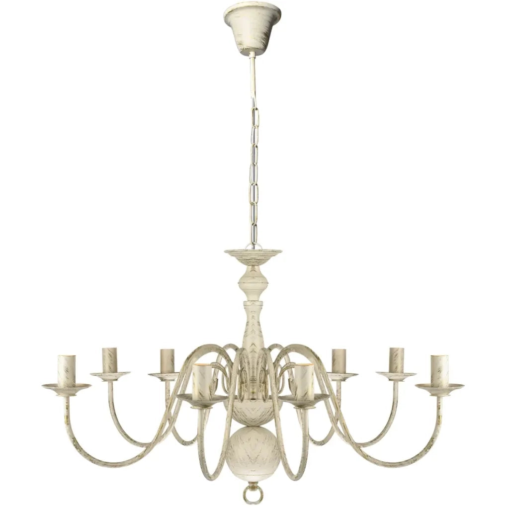 Lampadario Stile Antico Metallo Bianco 8 Lampadine E14 241383