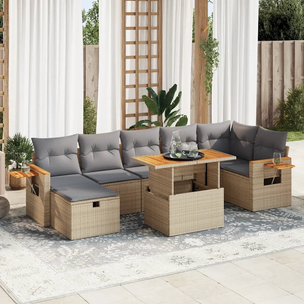Set Divano da Giardino 5 pz con Cuscini Beige in Polyrattan 3328144