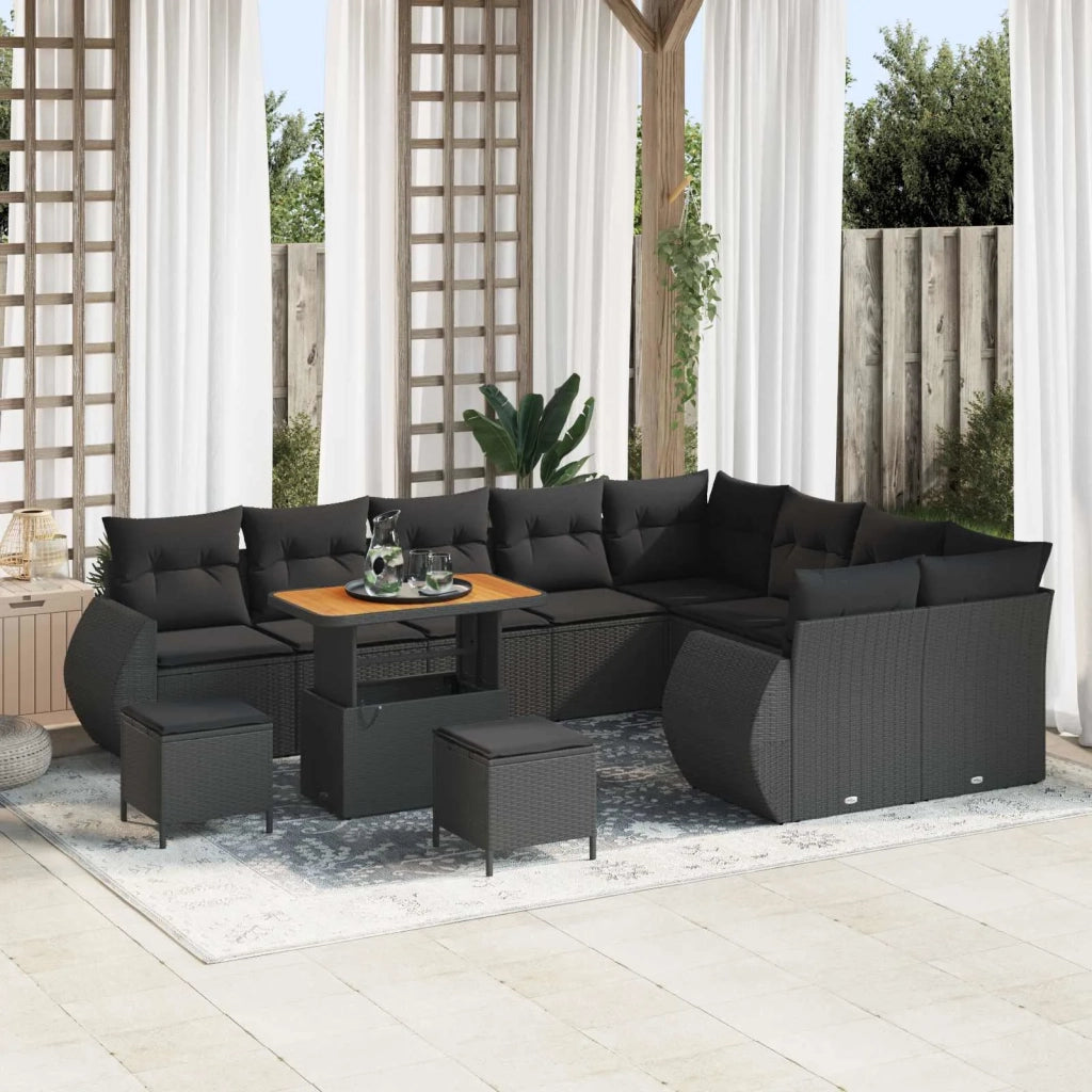 Set Divano da Giardino con cuscino 12 pcs Nero 3363864