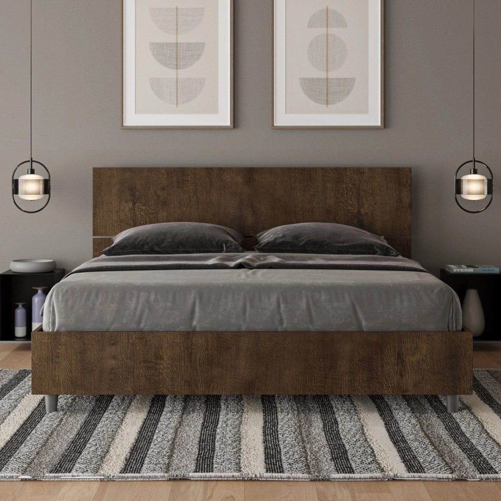 Letto Matrimoniale 160x190 cm con Rete Testata Dritta Demas Noce