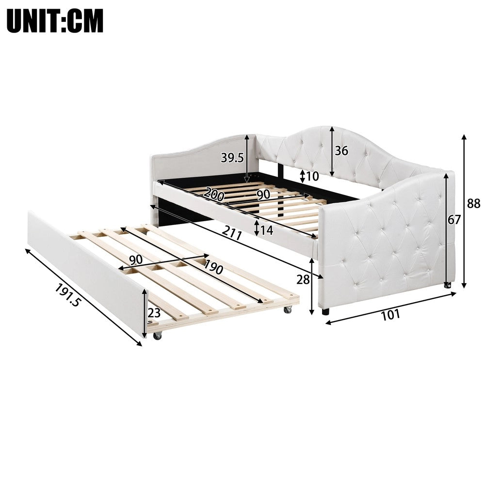 Letto singolo estraibile tessuto ¨C Minimal ¨C beige 90x200cm