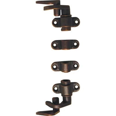 ACCESSORI IN KIT SERRATURA AD ASTE ROTANTI - ZAMA BRONZATA 2 GANCI+2 CAVALLOTTI+2 PERNI- 2 pezzi