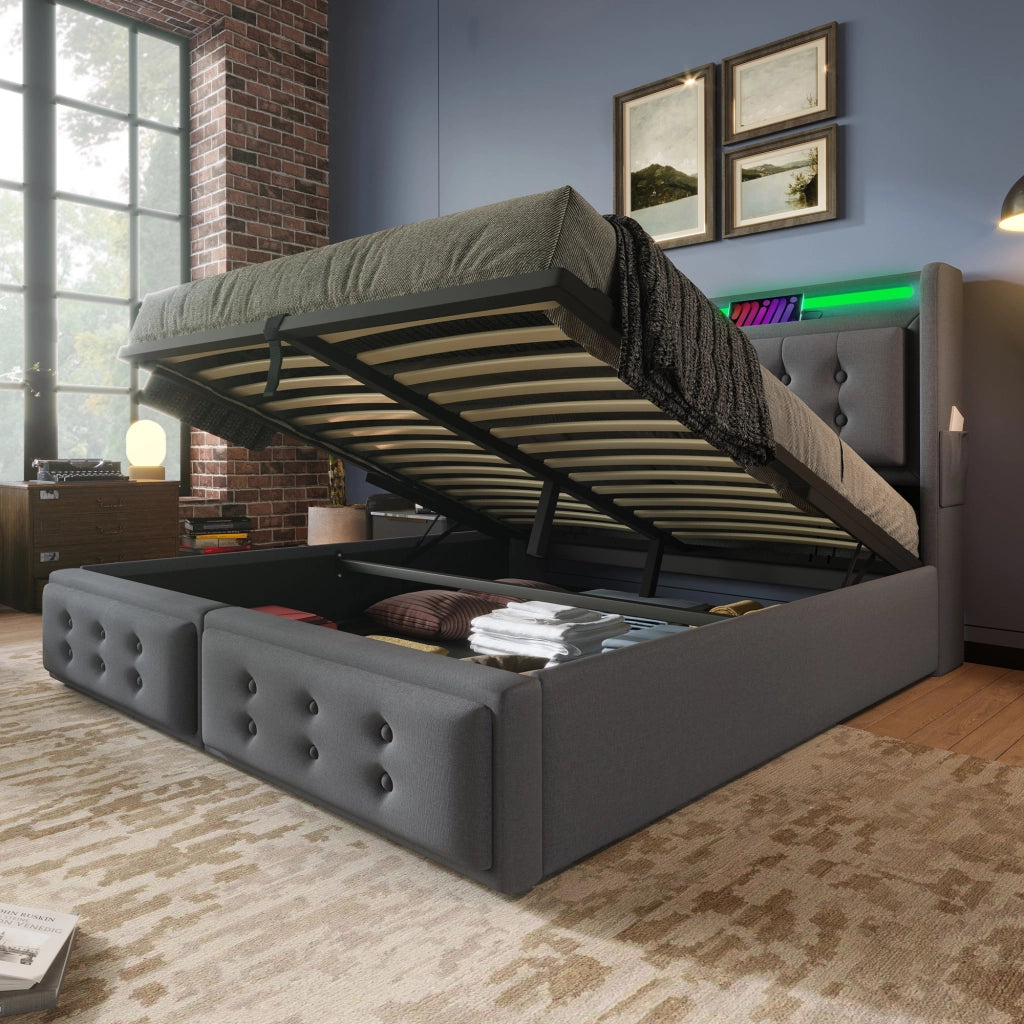 Letto imbottito 160x200 con testiera LED