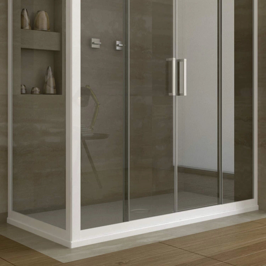 Box Doccia 75x150 CM H 200 Vetro Trasparente Profilo Bianco mod. Star 2 Ante