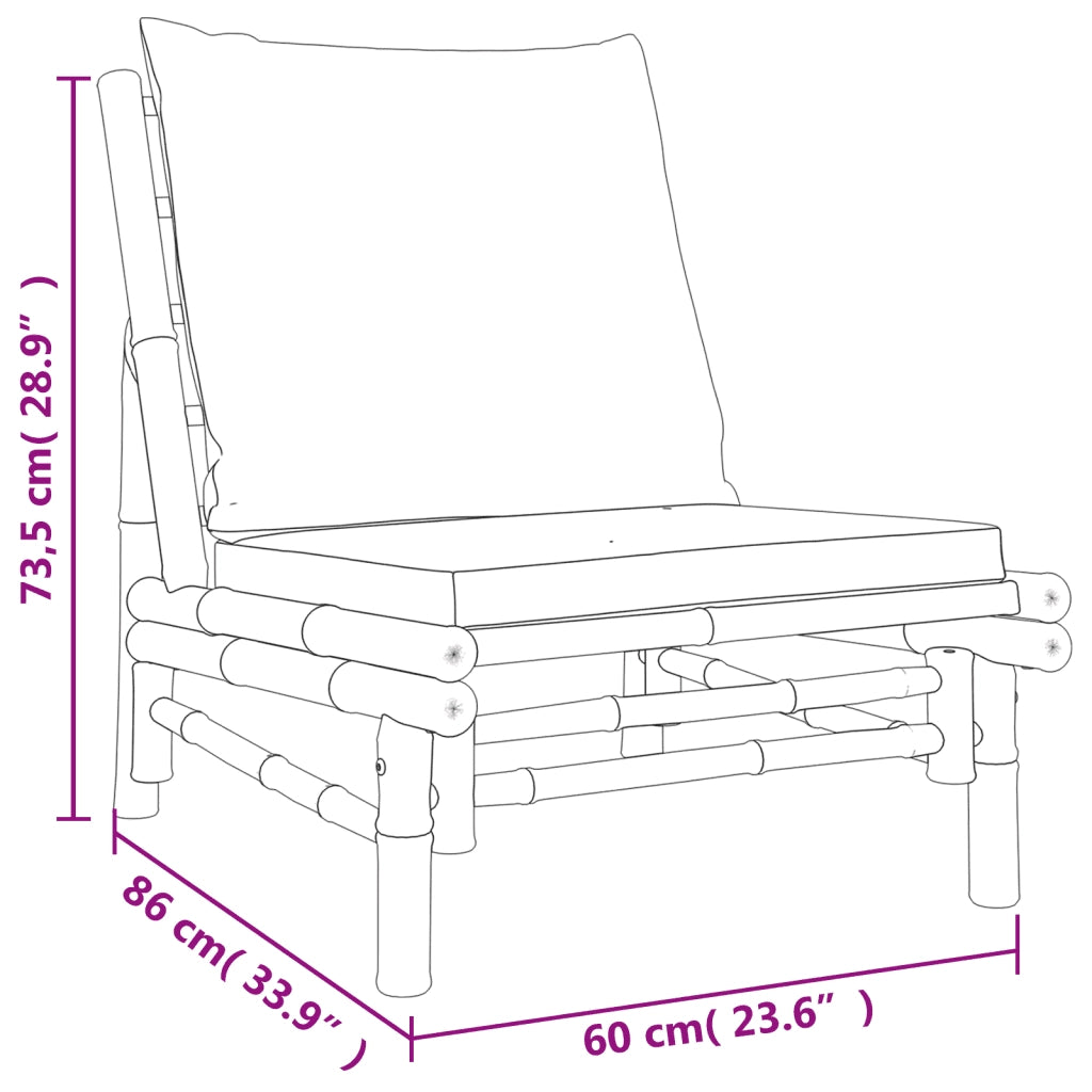 Sedie da Giardino 2 pz con Cuscini Grigio Scuro in Bambù 363459