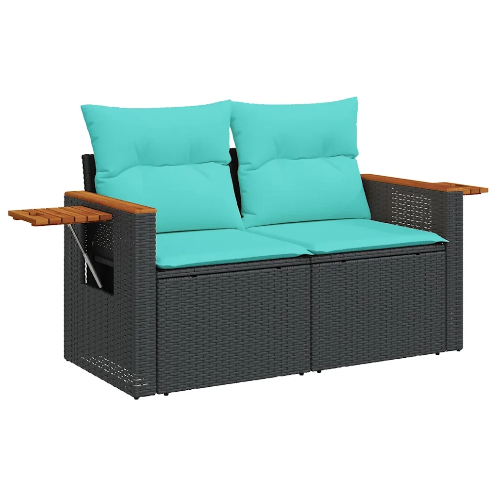 Set Divani da Giardino 6 pz con Cuscini Nero in Polyrattan 3226624