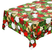 Tovaglia Cucina Natalizia Campanelle Palline Natale Plastificata Antimacchia Moderna - 140x400 Cm