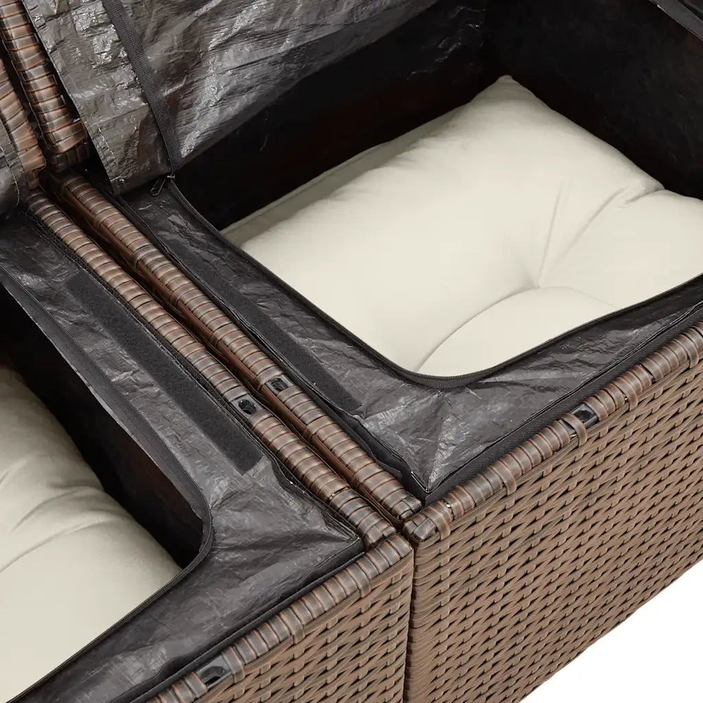 Set Divani da Giardino 7 pz con Cuscini Marrone in Polyrattan 3326594