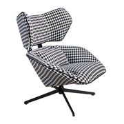 Poltrona girevole in tessuto bianco e nero