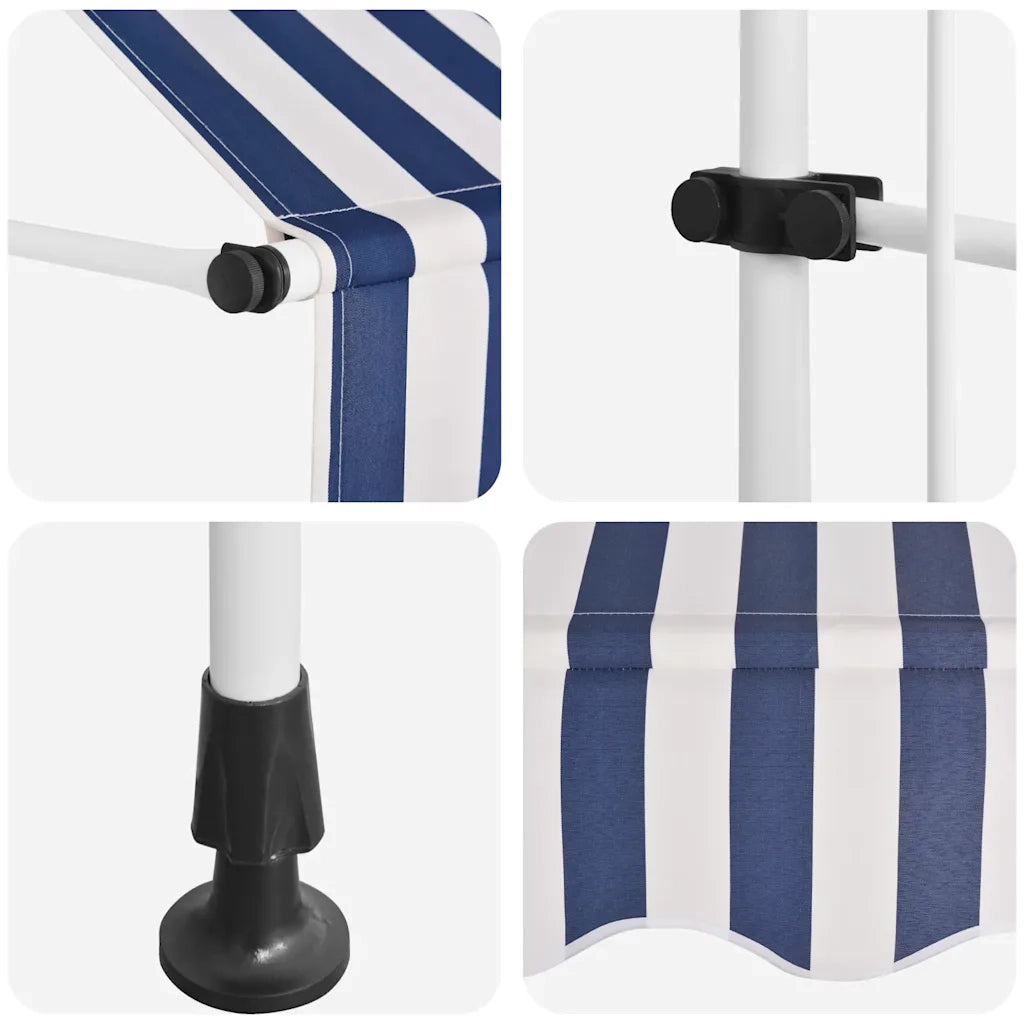 Tenda da Sole Retrattile Manuale 250 cm a Strisce Blu e Bianche 43221