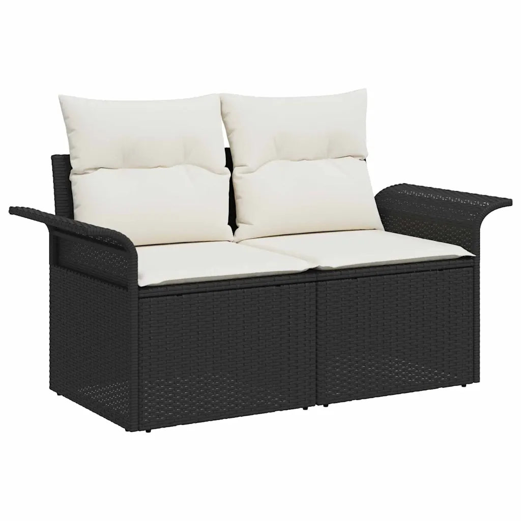Set Divano da Giardino 7 pcs Nero e Crema polyrattan 3349340