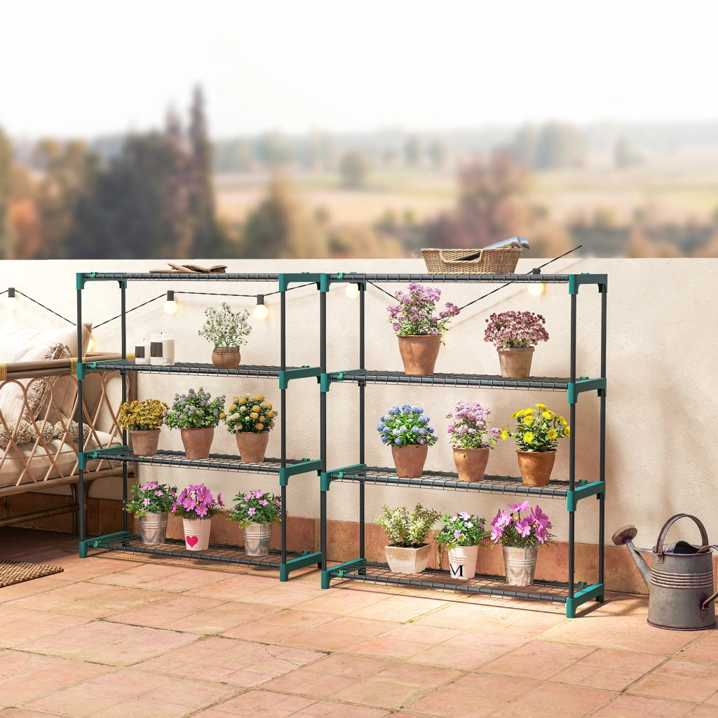 Set 2 Supporti Piante 4 Livelli ¨C Minimal ¨C Verde Metallo