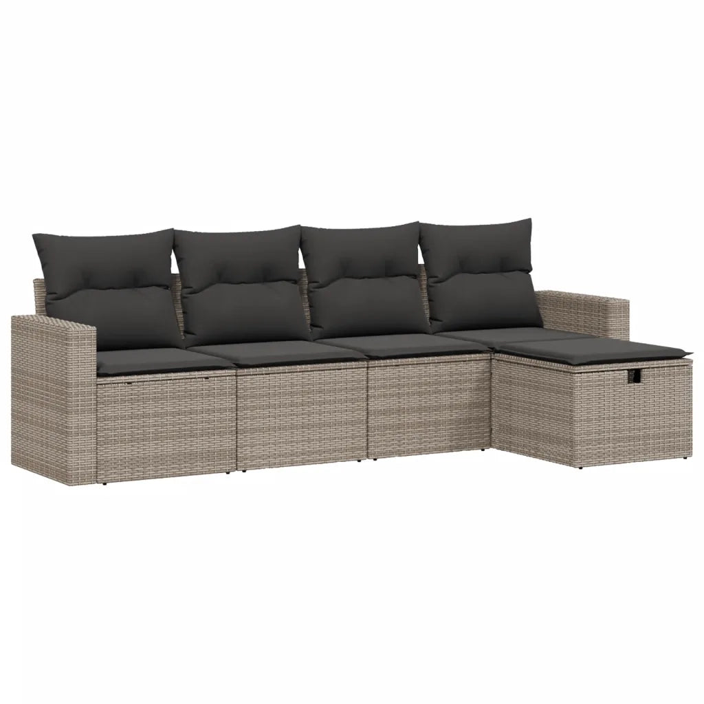 Set Divano da Giardino 5 pz con Cuscini Grigio in Polyrattan 3263466